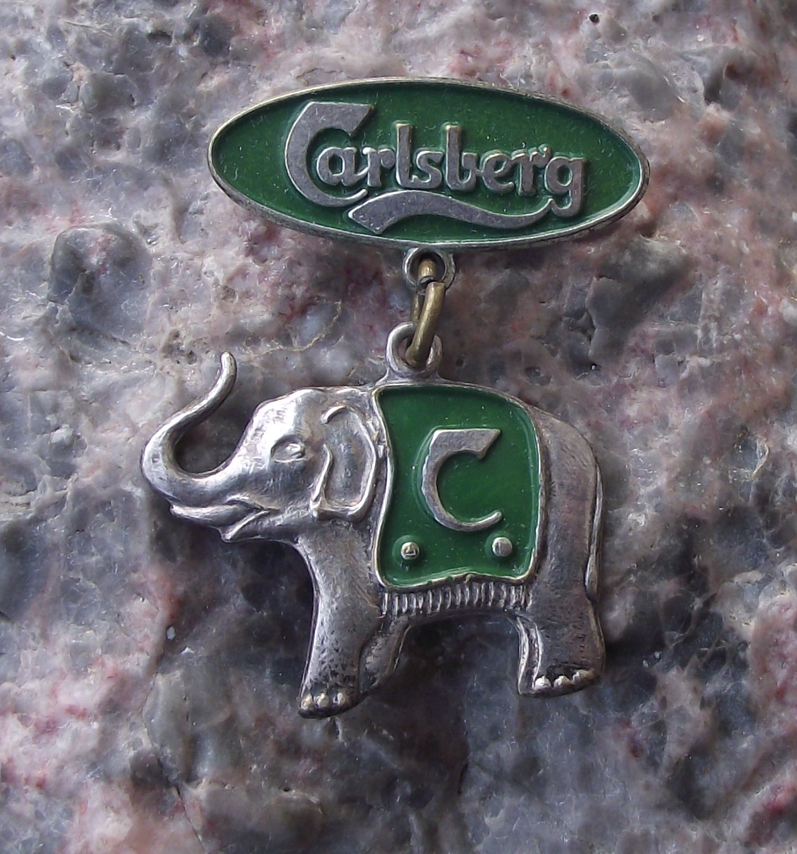 Vintage Carlsberg Elephant Strong Lager Beer Advertising Logo Pin Badge