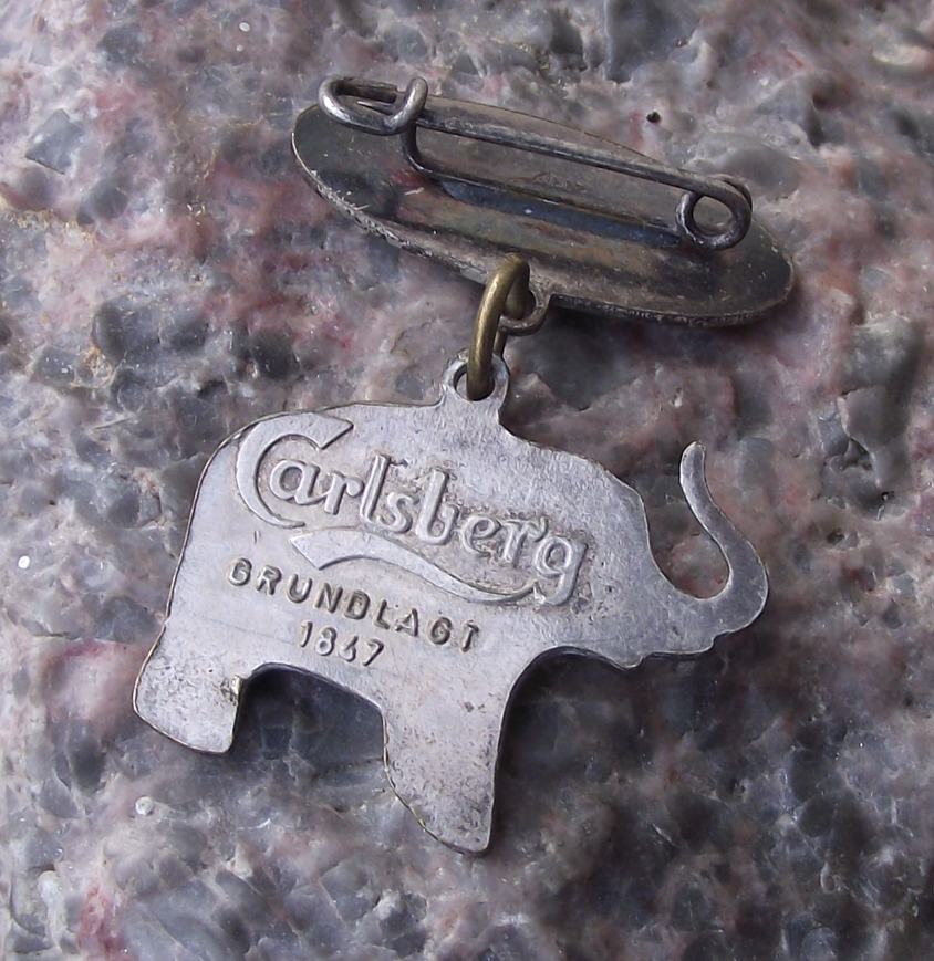 Vintage Carlsberg Elephant Strong Lager Beer Advertising Logo Pin Badge