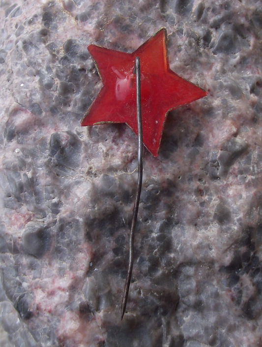 Vintage Soviet Union Plastic Russian Star Hammer and Sickle Pin Badge - Badgecrazy