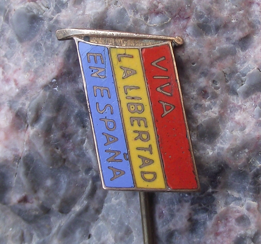Vintage Spanish Civil War Republican Flag Freedom in Spain Pin Badge