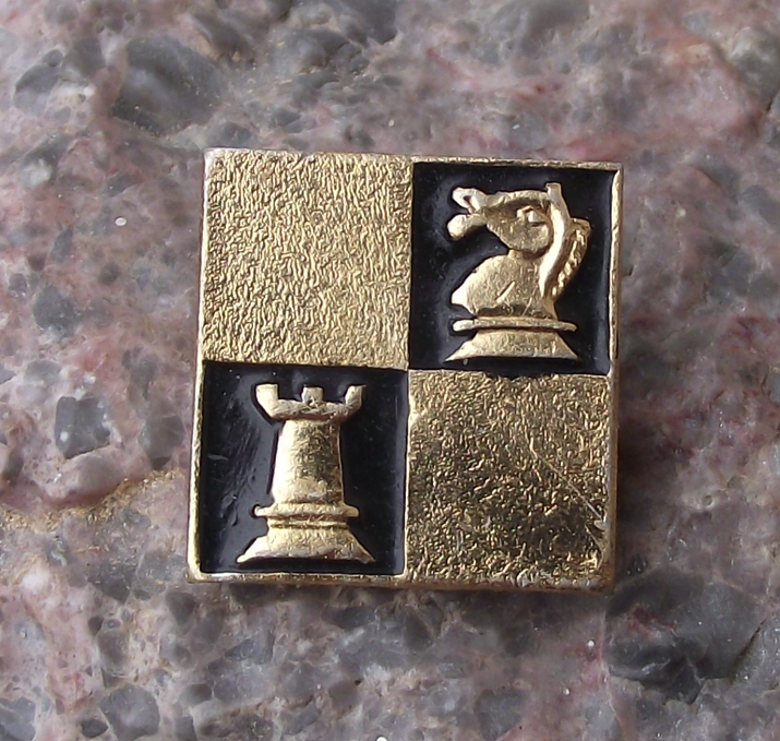 Vintage Soviet Union Chess Association White Knight Rook Pin Badge