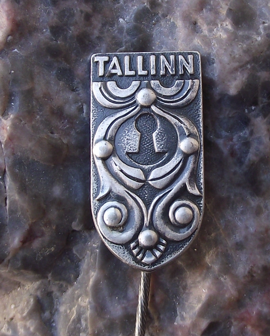 Vintage Estonia Tallinn Ornate Door Keyhole and Surrounding Lock Pin Badge