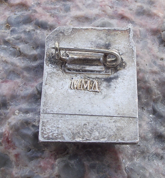 Vintage 3D Lenin Statue Pointing to Vostok Rocket and Electric Cables Pin Badge