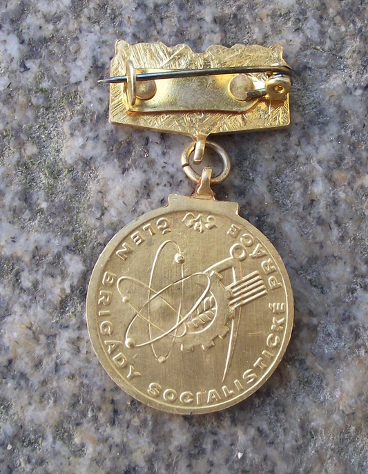 Vintage Socialist Workers Brigade BSP Czechoslovakia Gold Medal Award - Badgecrazy