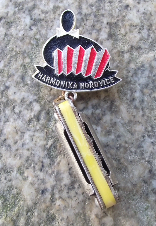 Vintage Horovice Accordions Working Miniature Talisman Harmonica Pin Badge