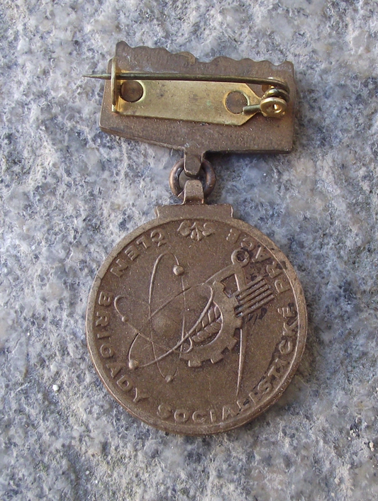 Vintage Socialist Workers Brigade BSP Czechoslovakia Bronze Medal Award - Badgecrazy