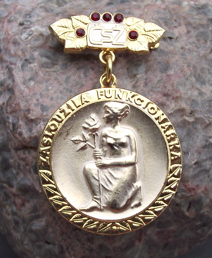 Vintage Czech Women's Union CSZ Distinguished Official Medal Pin Badge