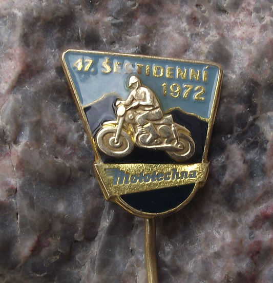 1972 ISDT International 6 Six Day Motorcycle Enduro Race Mototechna Pin Badge