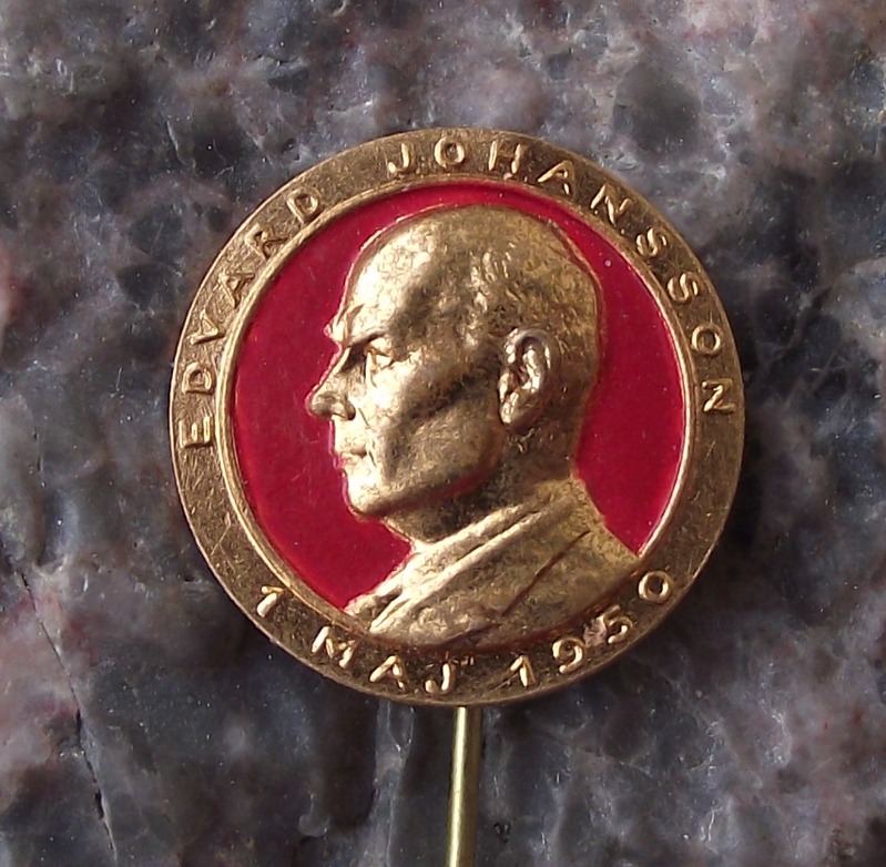 1950 Sweden Swedish May 1st Labor Day Edvard Johansson Mayday Pin Badge