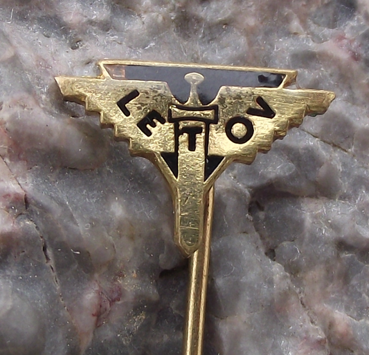 Vintage Letov Czech Aircraft Factory Winged Sword Pin Badge - Badgecrazy