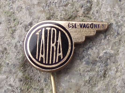 Vintage Tatra CS Vagonka Railway Carriages Wagons Company Wing Pin Badge
