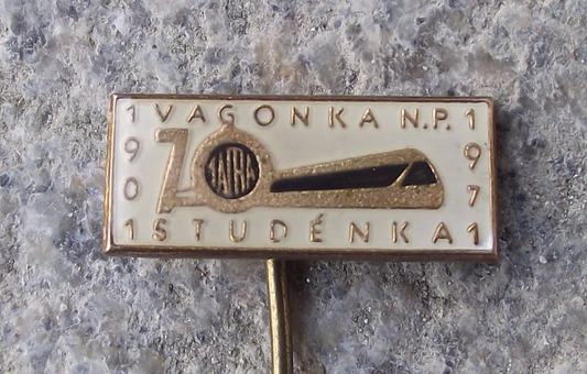 1971 Tatra Vagonka Studenka Railways Company 70th Anniversary Pin Badge