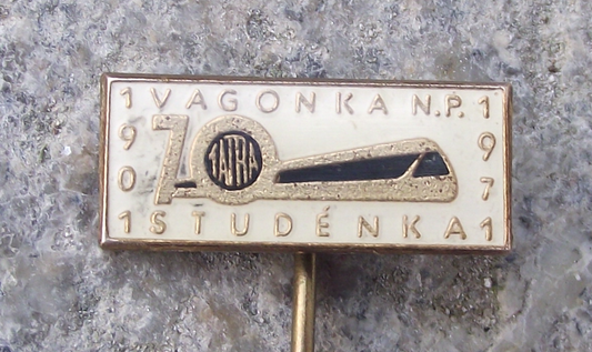 1971 Tatra Vagonka Studenka Railways Company 70th Anniversary Pin Badge