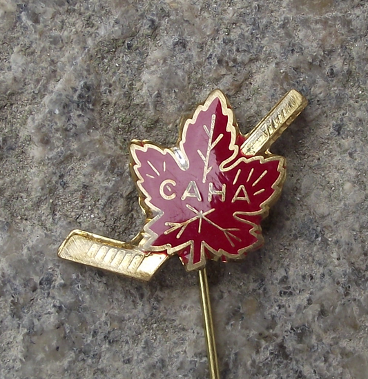 Vintage CAHA Canadian Amateur Hockey Association Maple Leaf Pin Badge