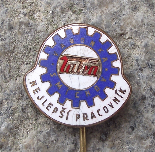Vintage Tatra Smichov Prague Railway Carriages Best Worker Award Pin Badge