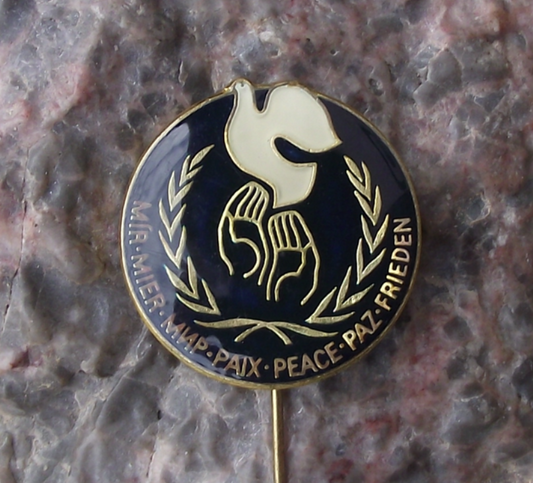 Vintage Czechoslovakia Peace Committee White Dove in Hands Pin Badge