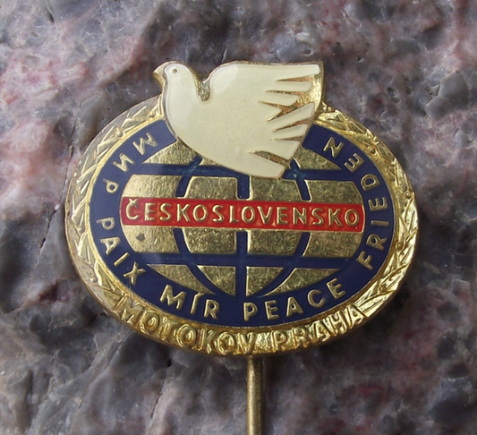 Vintage Czechoslovakia Motokov Car Export Company Dove Peace Pin Badge