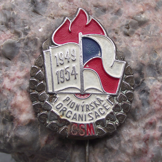 1954 Czechoslovakia Pioneer Youth Group CSM 5th Anniversary Pin Badge