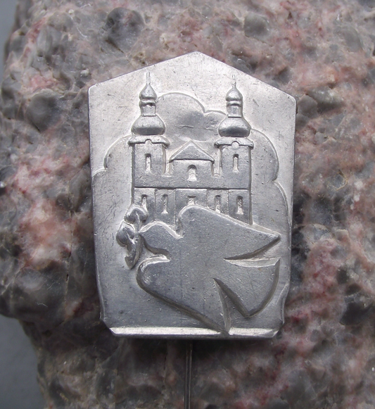 Vintage Dove of Peace Twin Tower Church Czechoslovakia Pin Badge