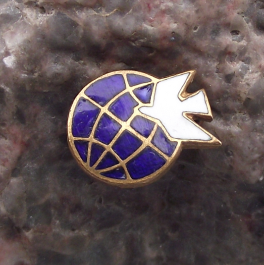 Vintage Czechoslovakia Dove of Peace Flying Around the World Pin Badge