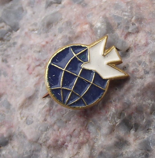 Vintage Czechoslovakia Dove of Peace Flying Around the World Pin Badge