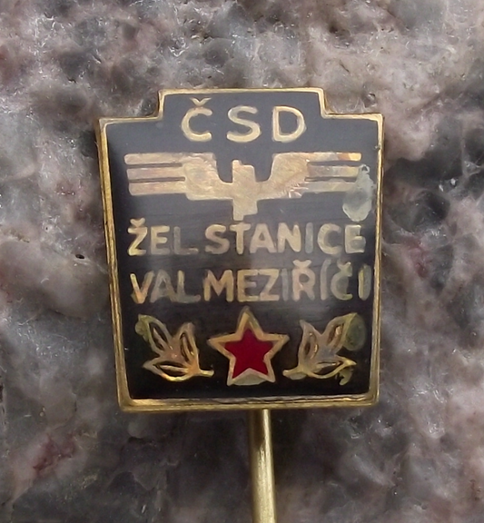 Vintage Czech Railways Valašské Meziříčí CSD Train Station Pin Badge