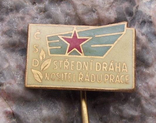 Vintage Czech Railways CSD Great Worker Award Train Pin Badge