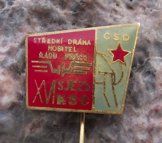 1981 Czechoslovakia Railway CSD XVI 16th Communist Party Meeting Pin Badge