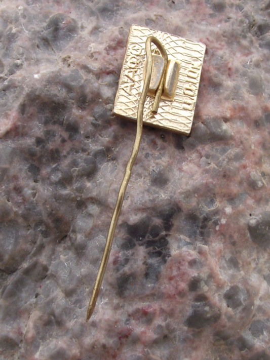 Vintage Square Lenin Soviet Union Political Icon Golden Pin Badge