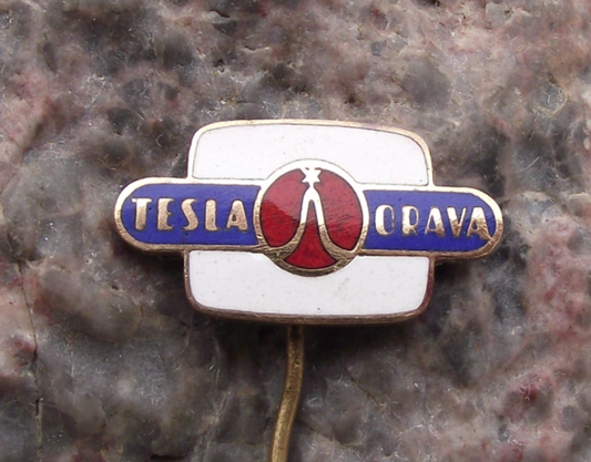 Vintage Tesla Electronics Orava Televisions Screen Logo Pin Badge
