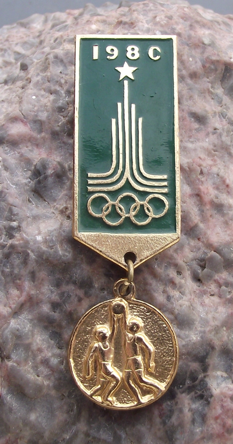 1980 Moscow Olympic Games Basketball Event Medal Style Pin Badge