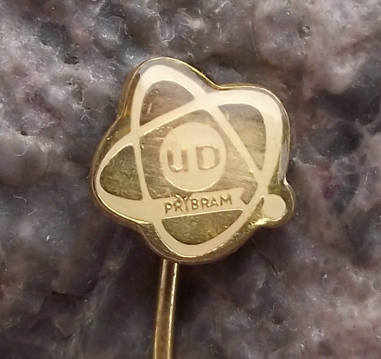 Vintage Uranium Mines of Pribram Atom Atomic Symbol Electron Nucleus Pin Badge