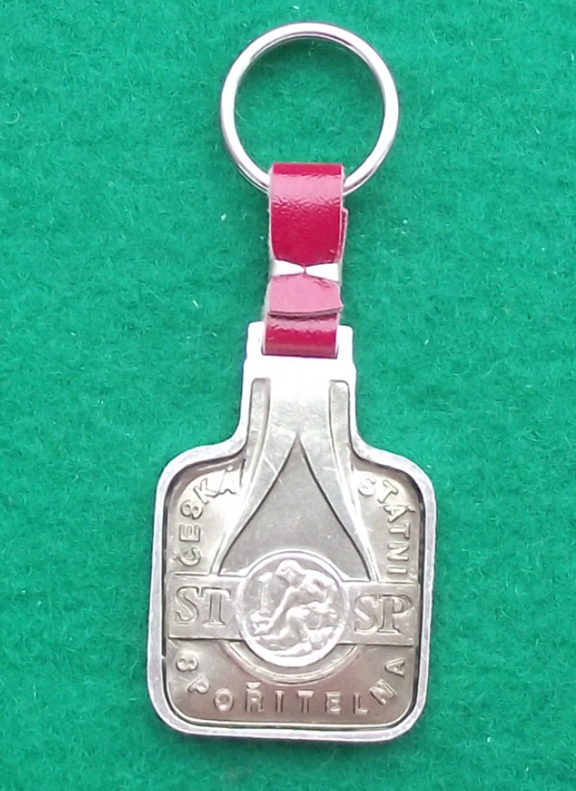 Vintage Czechoslovakia Red Cross State Bank Sporitelna Keychain Keyring