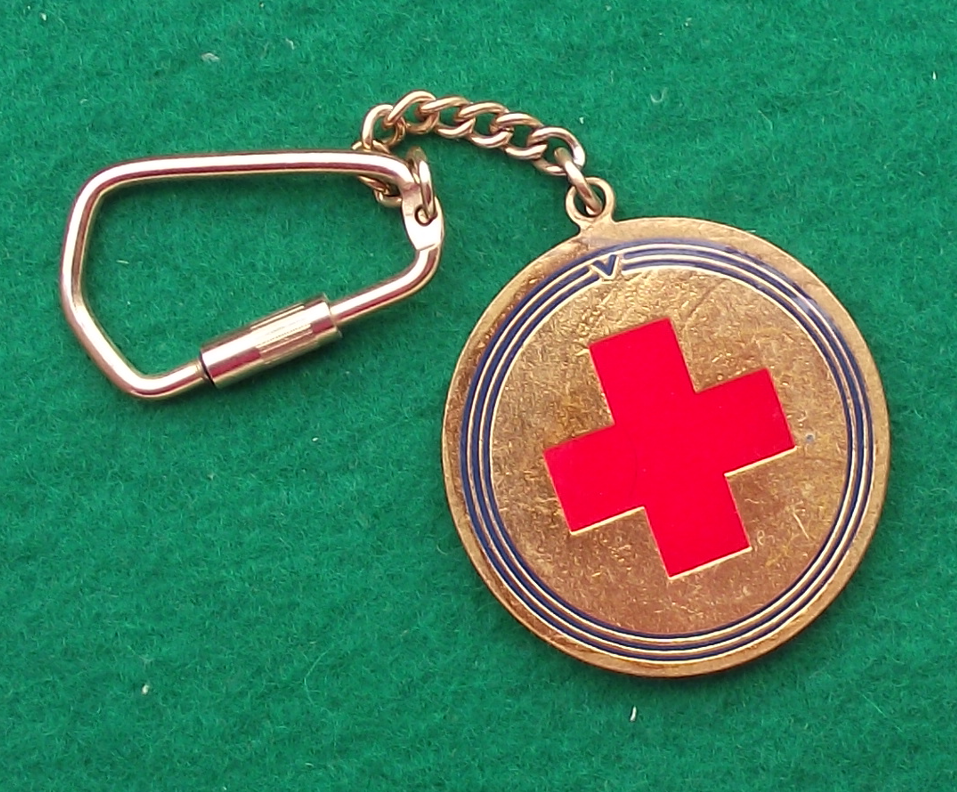 Vintage Czechoslovakia Red Cross Red Star White Dove Keychain Keyring