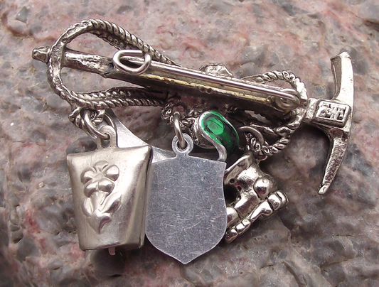 Vintage Austria Garmisch-Partenkirchen Mountain Axe Cow Bell Boot Pin Badge