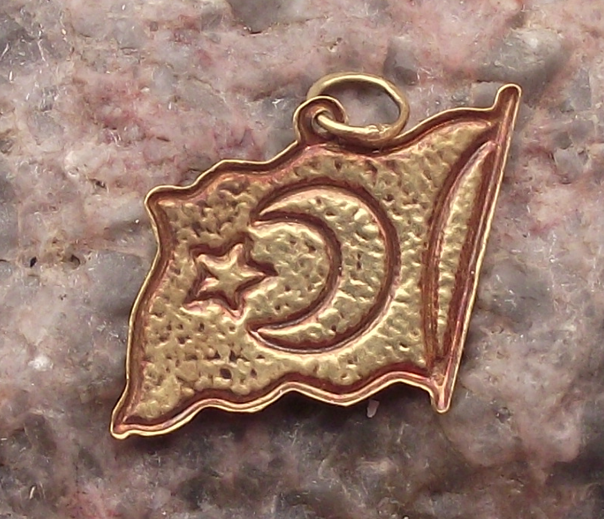 Vintage Flag of Turkey Turkish Tourist Souvenir Pendant for a Chain
