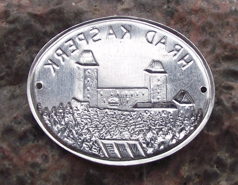 Vintage Hrad Kasperk Castle Stocknagel Walking Stick Metal Plate