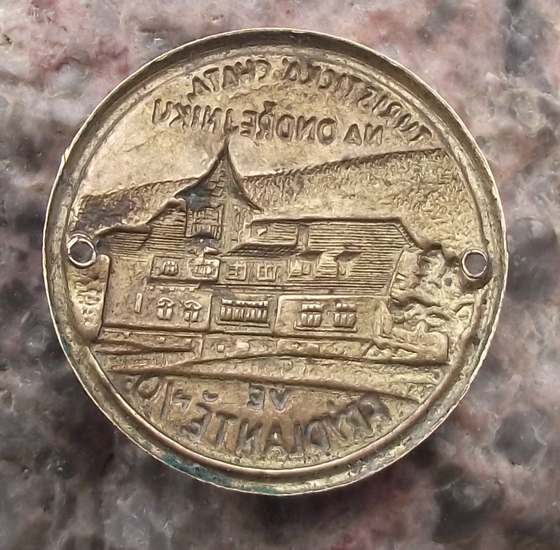 Vintage Cottage Chata Ondrejnik Stocknagel Walking Stick Metal Plate