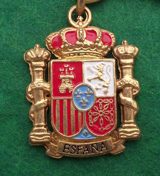 Vintage Flag of Spain Espana Crest Coat of Arms Key Chain Keyring