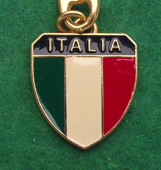 Vintage Flag of Italy Green White Red Italia Key Chain Keyring