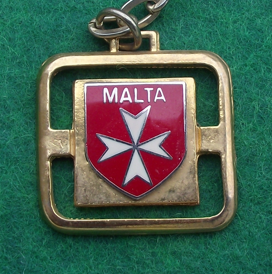 Vintage Malta National Flag Maltese Cross Keyring