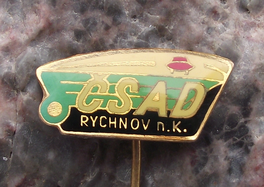 Vintage Rychnov nad Kneznou Czech CSAD Bus Coach Transport Pin Badge
