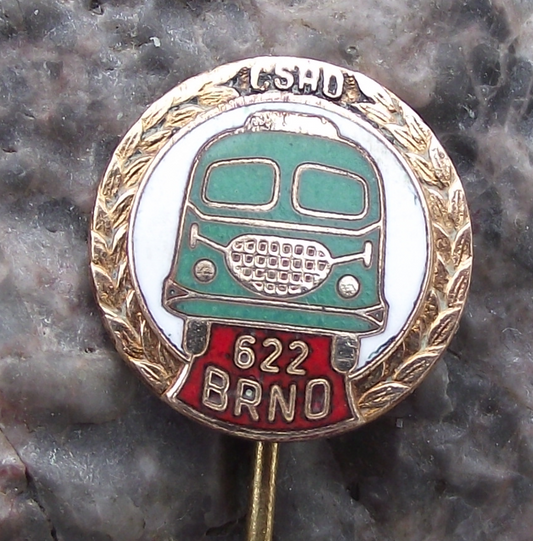 Vintage Czech City of Brno CSAD Route 622 Skoda Bus State Transport Pin Badge