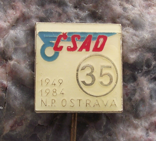 1984 CSAD Ostrava N.P. 35th Anniversary Czech State Bus Company Pin Badge