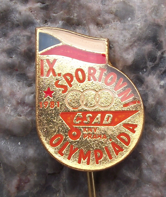 1981 CSAD Prague Praha Czech Bus Company 9th Olympics Sports Pin Badge