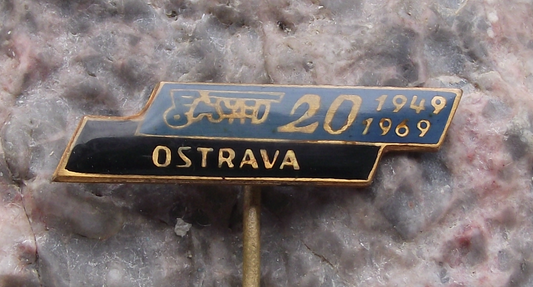 1969 CSAD Ostrava 20th Anniversary Czech State Bus Company Pin Badge