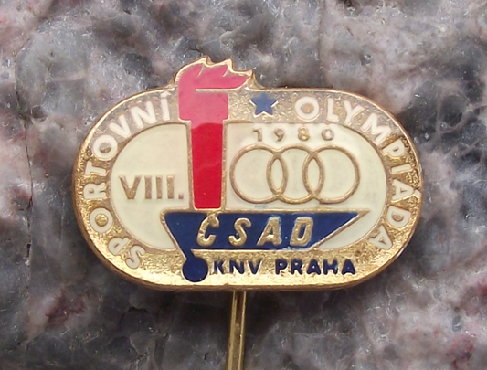 1980 CSAD Prague Praha Czech Bus Company 8th Olympics Sports Pin Badge