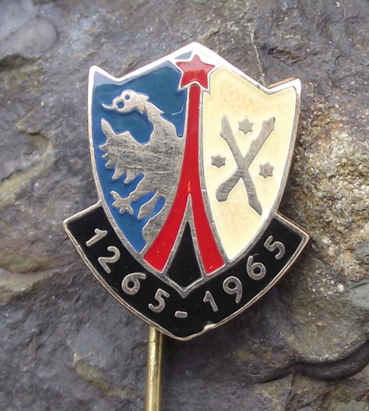 1965 Frýdek-Místek Heraldic Crest 700th Anniversary Coat of Arms Pin Badge