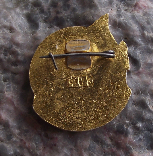 Vintage Soviet Azerbaijan Mountain Range Peaks LOVE NATURE Deer Pin Badge