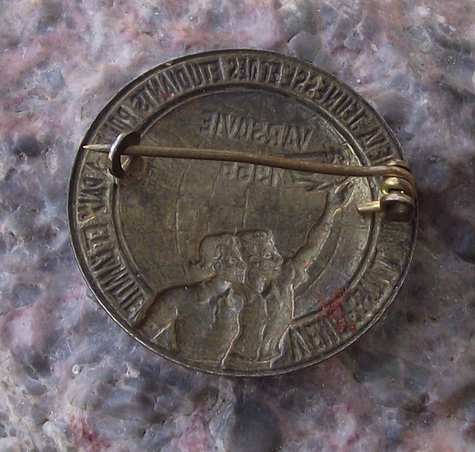 1955 WFDY World Festival Democratic Youth Warsaw Poland Pin Badge